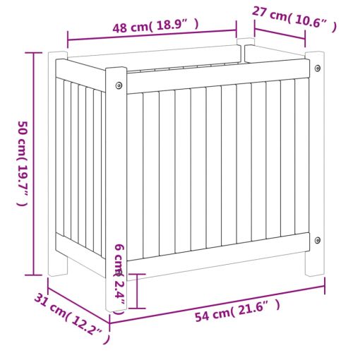 Градинска кашпа с вложка 54x31x50 см масивна акация