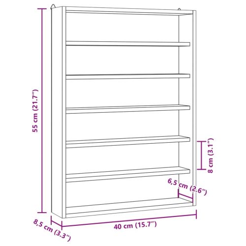 Дървена колекционерска витрина с 6 рафта 40x8,5x55 см