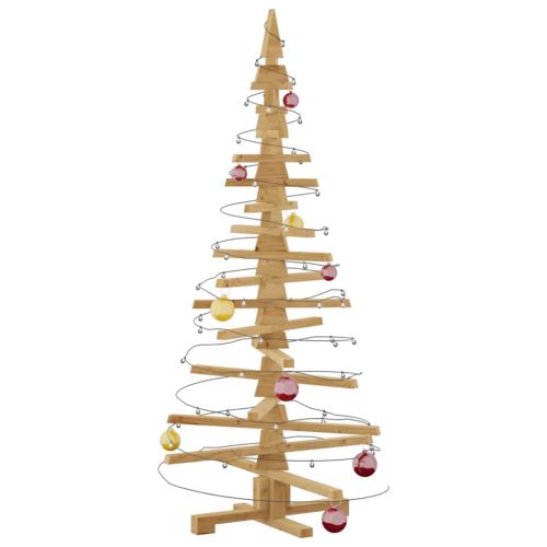 Дървено Коледно Дърво Кафяво 150 cm Борово дърво масив