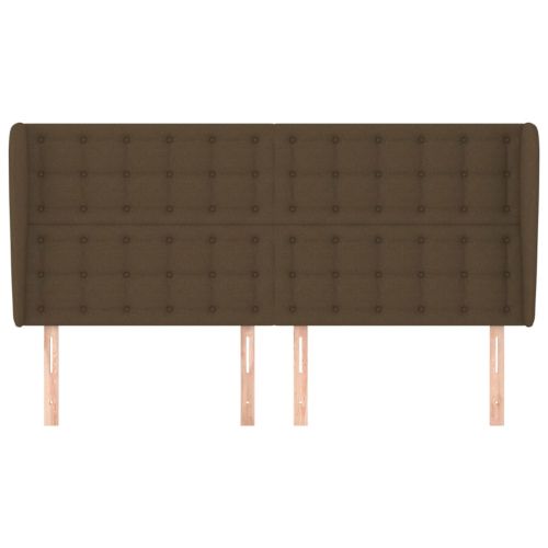 Горна табла за легло с уши, тъмнокафява, 163x23x118/128см, плат