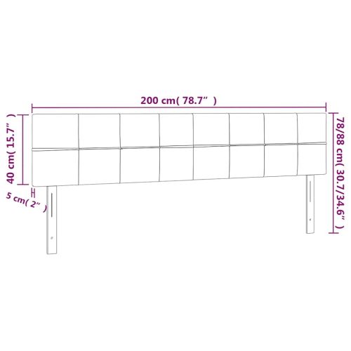 LED горна табла за легло, тъмносиня, 200x5x78/88 см, кадифе