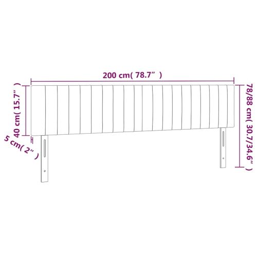 LED горна табла за легло, тъмносиня, 200x5x78/88 см, кадифе