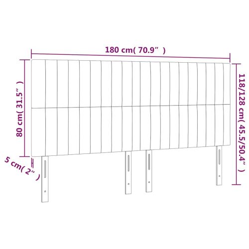 LED горна табла за легло, тъмносиня, 180x5x118/128 см, кадифе