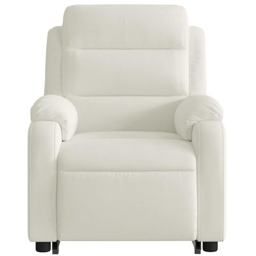 Изправящ масажен реклайнер стол, кремава, кадифе