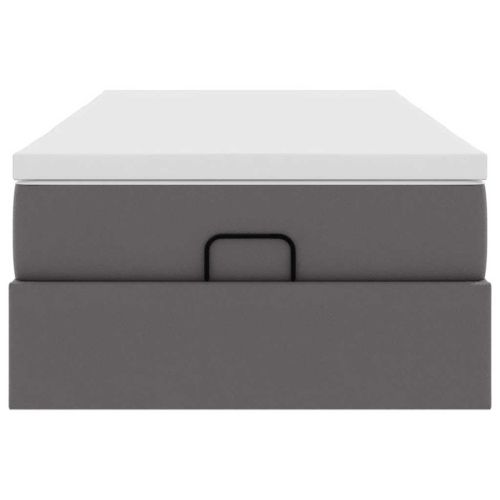 Османска легло с матрак, сиво, 80x200 см, изкуствена кожа