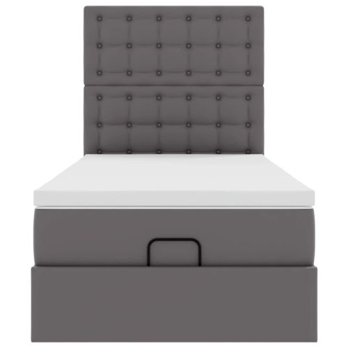 Османска легло с матрак, сиво, 80x200 см, изкуствена кожа