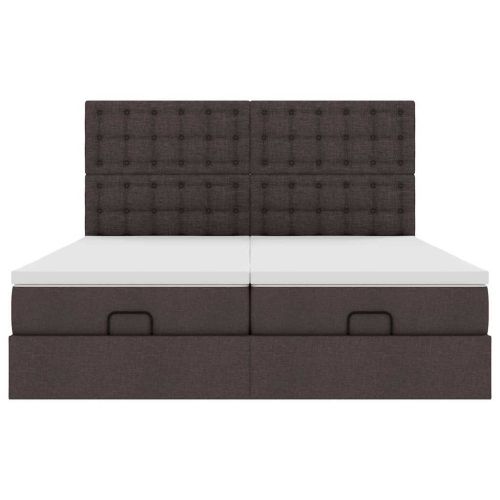 Османска легло с матраци, тъмнокафяво, 160x200 см, плат