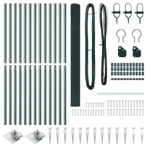 Стълб за ограда. Зелен 25 x 1,5 м (19 x 19 мм мрежа) Стомана