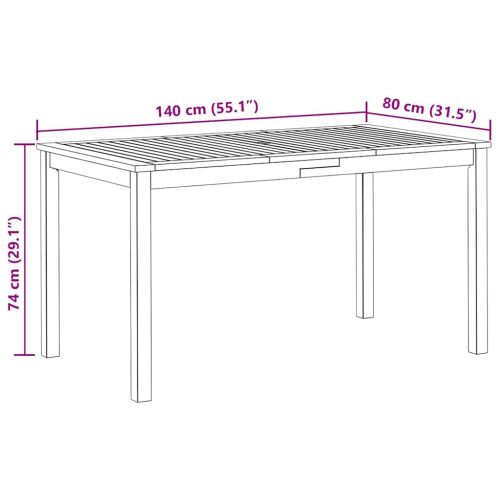 Градинска маса, 140x80x74 см, акация масив