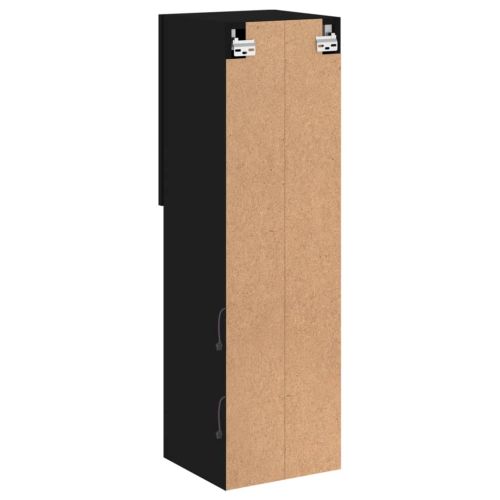 ТВ шкаф с LED осветление, черен, 30,5x30x102 см