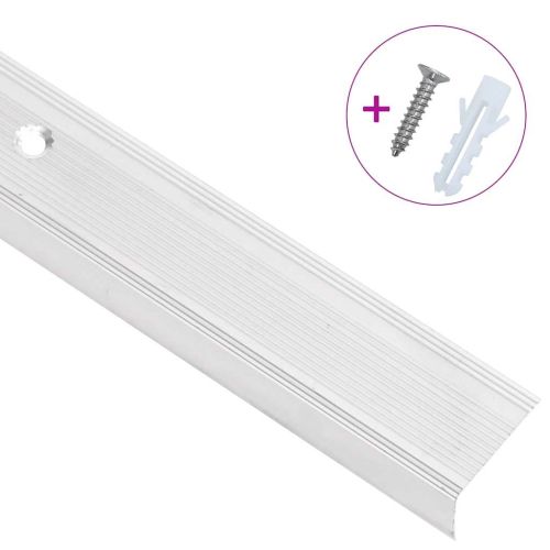 Ръбове за стъпала, Г-образни, 5 бр, алуминий, 100 см, сребристи