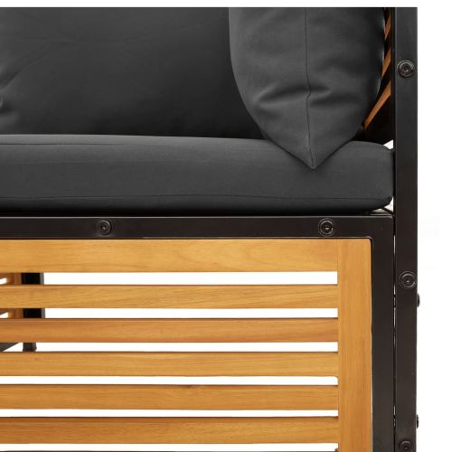 Градински комплект диван, 7 части, с възглавници, акация масив