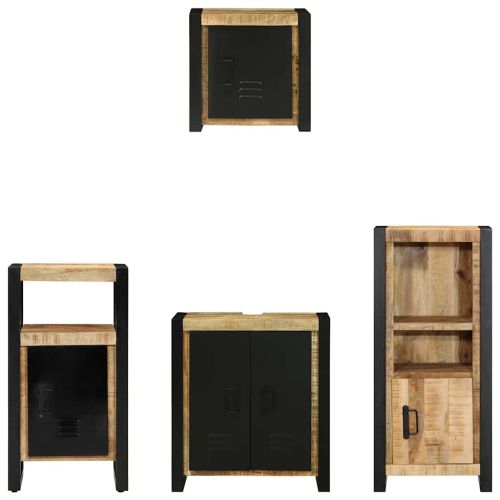 Комплект мебели за баня с чекмедже 4 pcs Солидно мангово дърво