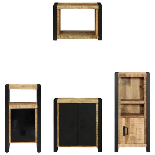 Комплект мебели за баня с чекмедже 4 pcs Солидно мангово дърво