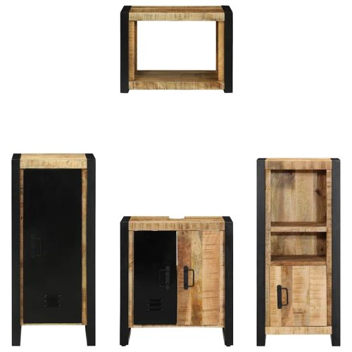 Комплект мебели за баня с чекмедже 4 pcs Солидно мангово дърво