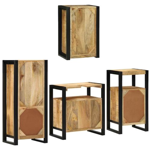 Комплект мебели за баня 4 pcs Кафяво Солидно мангово дърво