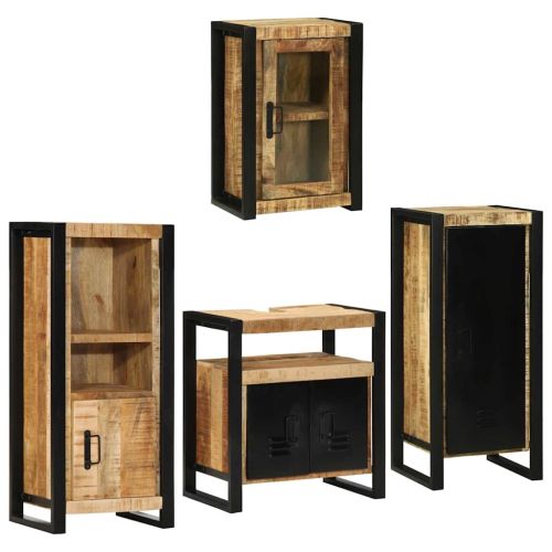 Комплект мебели за баня 4 pcs Кафяво Солидно мангово дърво