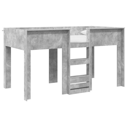 Двуетажно легло за деца с матрак Циментено сиво 100 x 200 cm