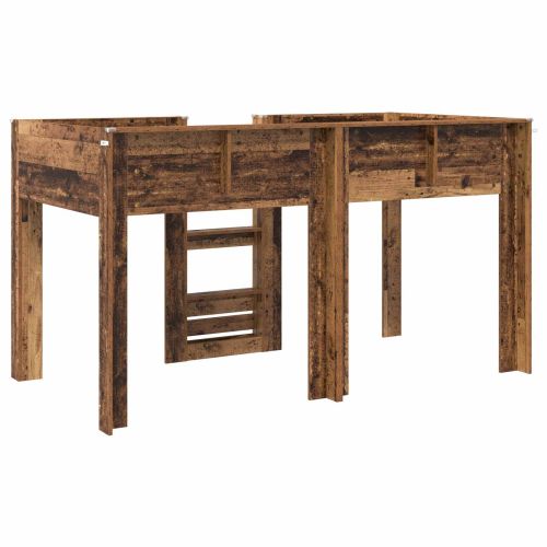 Двуетажно легло за деца с матрак Старо дърво 100 x 200 cm