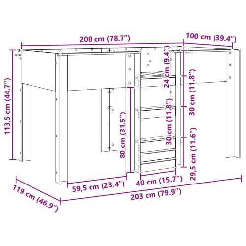 Двуетажно легло за деца Дъб 100 x 200 cm Инженерно дърво