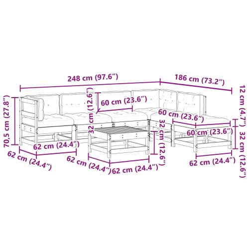 Комплект за почивка в градина 7 pcs Восъчен кафяв и тауpe