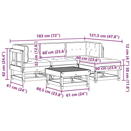 Комплект за почивка в градина 15 pcs Восъчен кафяв и тауpe