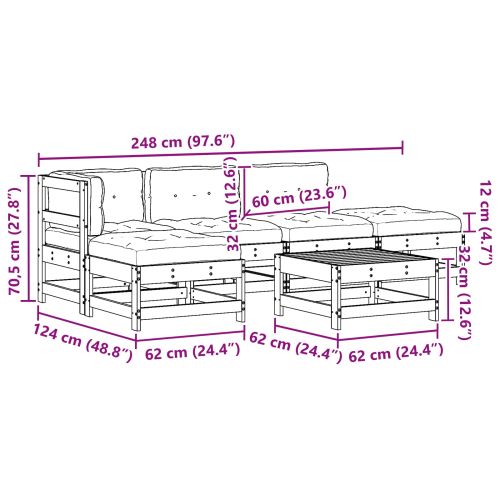 Комплект за почивка в градина 5 pcs Восъчен Кафяв