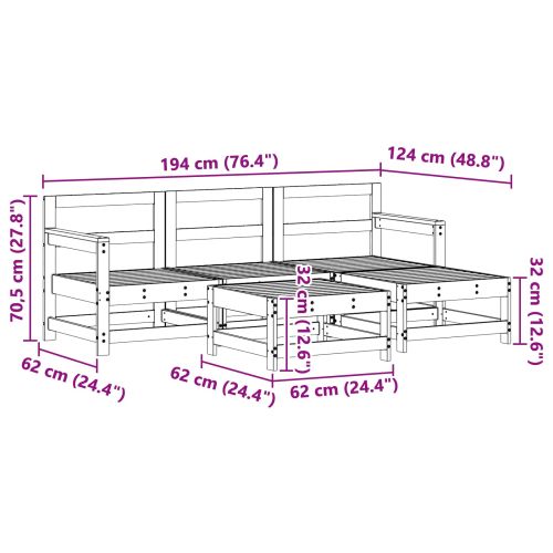 Комплект за почивка в градина 5 pcs Восъчен Кафяв