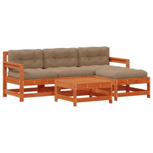 Комплект за почивка в градина 5 pcs Восъчен кафяв и тауpe