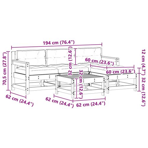 Комплект за почивка в градина 5 pcs Восъчен кафяв и тауpe