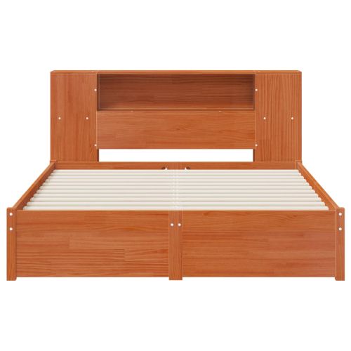 Легло с рама и главата за съхранение Кафяво с восъчно покритие