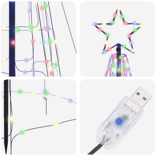 LED коледна елха с колчета за земя Многоцветен 400 cm Желязо