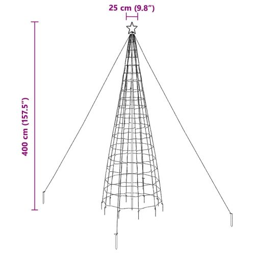 LED коледна елха с колчета за земя Многоцветен 400 cm Желязо