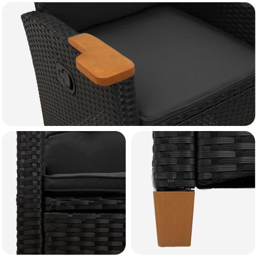 Регулируем стол с плоча за чай Черно 62 x 64 x 112 см полиратан