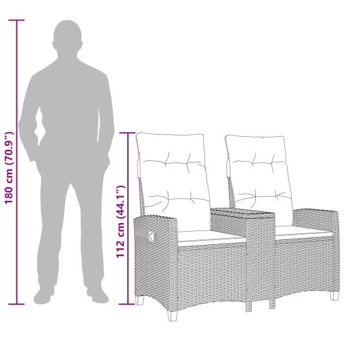 Люлееща се пейка с маса Черно и кремаво бяло 126 x 65 x 112 см