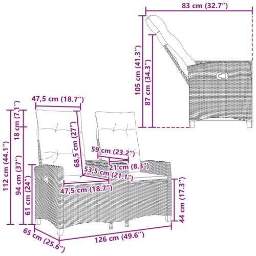 Люлееща се пейка с маса Сив и тъмен сив 126 x 65 x 112 см