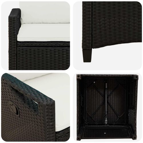 Градински стол 2 pcs Черен и кремав 56 x 60 x 112 см