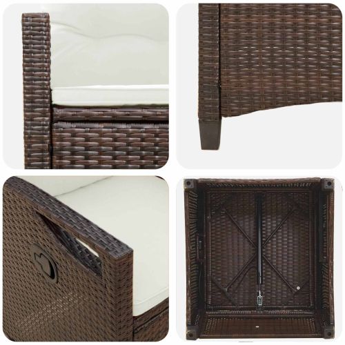 Градински стол 2 pcs Кафяв и Кремав 56 x 60 x 112 см