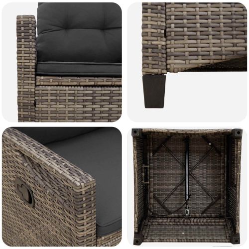 Градински стол 2 pcs Сив и тъмен сив 56 x 60 x 112 см