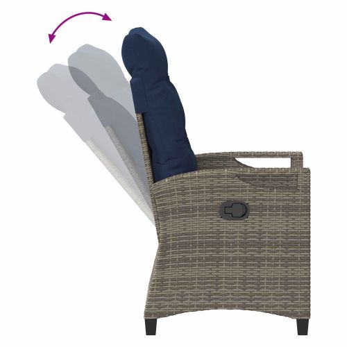 Градински стол 2 pcs сиво и нейви синьо 56 x 60 x 112 см