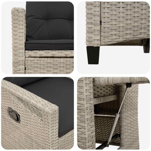 Лежанка за градина Светло сиво и тъмно сиво 56 x 60 x 112 см