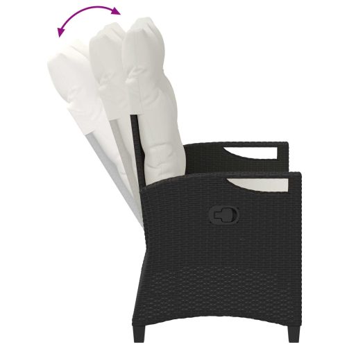 Градинска пейка с възглавница Черен и кремав 105 x 60 x 112 см