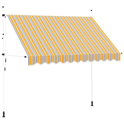 Ръчно прибиращ се сенник, 300 см, жълто-сини ивици