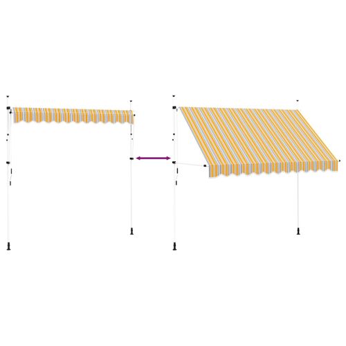 Ръчно прибиращ се сенник, 300 см, жълто-сини ивици