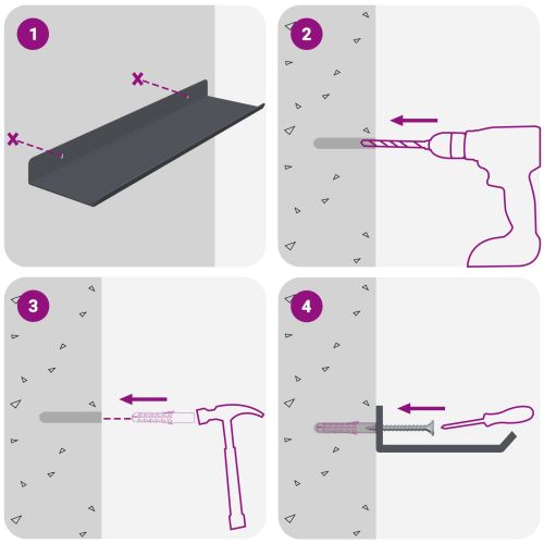 Стенен рафт с рафт 3 pcs Антрацит 40 x 9 x 2,5 см
