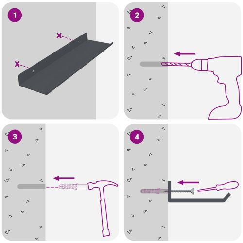 Стенен рафт с рафт 2 pcs Антрацит 30 x 9 x 2,5 см