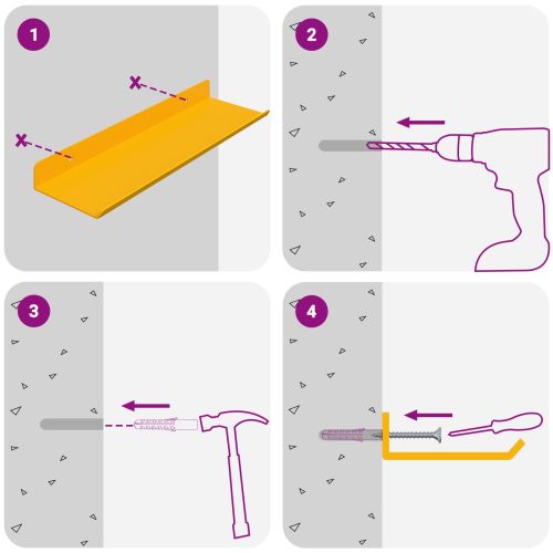 Стенен рафт с рафт 4 pcs Горчично жълто 30 x 9 x 2,5 см