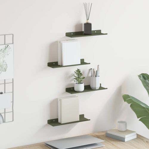 Стенен рафт с рафт 4 pcs Маслинено зелено 30 x 9 x 2,5 см