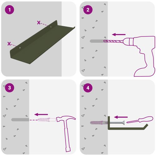 Стенен рафт с рафт 4 pcs Маслинено зелено 30 x 9 x 2,5 см