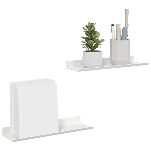 Стенен рафт с рафт със съхранение 2 pcs Бяло 30 x 9 x 2,5 см